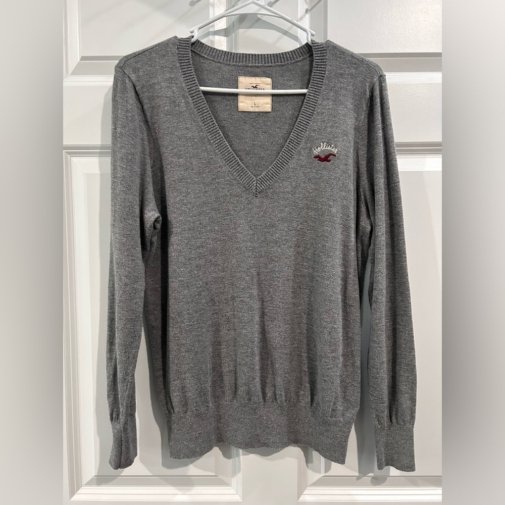 Hollister Fitted‎ V-Neck Sweater Sz L Bella Swan Coquette Preppy Y2K 90's Grunge